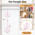 NANATI Hat Hangers for Closet, Stainless Steel Hat Organizer, Hat Racks for Baseball Caps, Cap Organizer for Baseball Caps, 1 Pack, Pink - Image 3