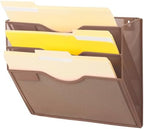EASEPRES 3 Pocket Mesh Hanging Wall File Organizer, Wall Mounted Mail Paper Document Folder Holder, Clipboard Storage Organization Magazine Rack with Nametag Label for Office Home School, Brown by EASEPRES
