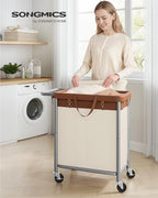 SONGMICS Laundry Basket with Wheels, 2-Section, 37.0 Gallons (140 L) - Image 2