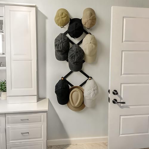 SKOLOO Hat Rack for Wall with 14 Hooks, Solid Wooden, Modern, Expandable Coat Rack Wall Mount for Coats, Hats, Bags, Baseball Caps, Natural on Black - Image 4
