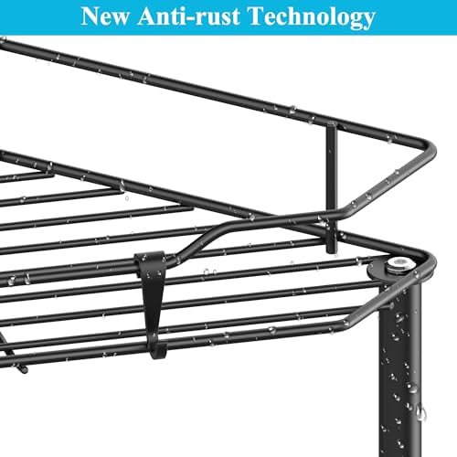 HuggieGems Metal Floor Standing Corner Shower Caddy, Matt Black, 2 Tier - Image 3