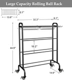Ball Organizer with Wheels, 4 Tier Basketball Storage Cart, Black - Image 4