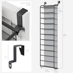 Whitmor 36 Pair Over the Door Shoe Organizer, 12 Tier Hanging Shoe Organizer, Heavy Duty Metal & Mesh Shoe Holder, Hanging Shoe Rack for Closet Storage, 74"H x 21.7"W x 7.5"D, Gunmetal Gray - Image 3