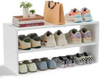 White Shoe Rack Organizer for Closet, 2-Tier Expandable Shoe Shelf, Stackable Iron Wood Combination Small Shoe Racks Shelves for Closets, Entryway,Small Space,Hallway,Bedroom,Bathroom,6-12 Pairs by Cidaziya