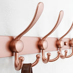 Dseap Coat Rack Wall Mount - 29.5” Long 8-Tri-Hooks Heavy Duty Coat Hanger Rail Wall Hooks for Hanging Coats Hats Clothing Clothes Purse Mudroom Entryway, Rose Gold - Image 2