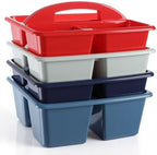 Kathfly 4 Pack Classroom Caddy Organizer with Handle, Plastic Art Craft Cleaning Caddy Bulk, Small Multipurpose Supply Organization Storage Basket for Table Desk Office Pencil Teacher (Blue Red) by Kathfly