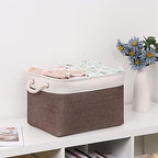 Bidtakay Baskets Fabric Storage Bins for Shelves [3-Pack] Decorative Storage Baskets for Organizing 15 X 11 X 9.5 inches Nursery Closet Foldable Toy Storage Closet Organizer Brown - Image 4