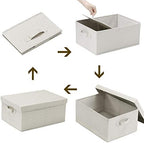HOONEX Foldable Storage Bins with Lids, 2 Pack, Storage Boxes with Carrying Handles and Sturdy Heavy Cardboard, 16.5" L x 11.8" W x 7.5" H for Shoes, Books, Clothes, Beige - Image 6