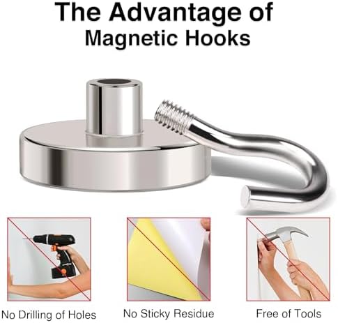 MIKEDE Magnetic Hooks 120lbs Strong Magnets Hook 18 Pack - Image 5