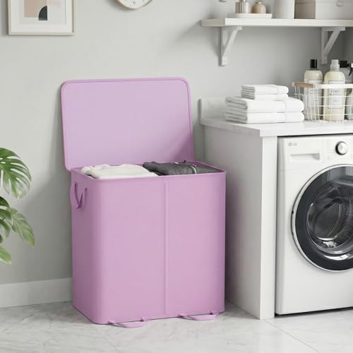 Lifewit Double Laundry Hamper with Lid, Removable Laundry Bags, Purple - Image 6