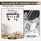 Key and Mail Holder Wall Mount, Mail Organizer with 5 Key Hooks - Image 6