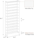12 Tier Shoe Rack Organizer for 48-60 Pairs, Tall Metal Shoe Storage Shelf with Wood Top, Adjustable Boot Space, Narrow Design for Entryway Closet, White - Image 3