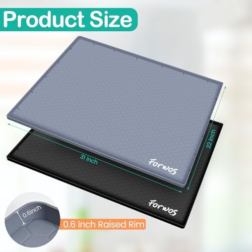 Silicone Under Sink Mat, 31"x22", Waterproof Cabinet Liner, Grey - Image 2