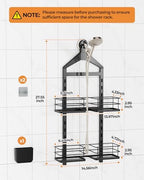 ODesign 2 Tier Shower Caddy for Handheld Shower Heads Anti-Swing Black - Image 2