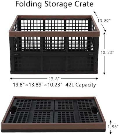 42 L Large Folding Utility Crates Plastic, 3 Packs Stackable Storage Bins, Collapsible Milk Crate - Image 2