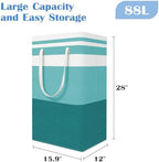 BlissTotes 3-Pack Laundry Basket, Collapsible Laundry Hamper, Green, 88L - Image 2