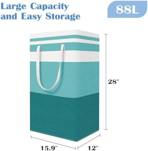 BlissTotes 3-Pack Laundry Basket, Collapsible Laundry Hamper, Green, 88L - Image 2