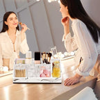 Bathroom Organizer Countertop, White Marble Toothbrush Holders for Bathrooms with 3PCS Qtip Holder Dispenser, Toothbrush and Toothpaste Holder for Bathroom Counter Organization Storage Vanity - Image 6