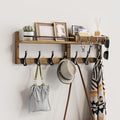 29 inch Coat Rack Wall Mount with Shelf, Entryway Wall Shelf with Hooks, Heavy Duty Coat Hanger Wall Mount with Key Holders and Mail Organizer for Living Room, Bedroom, Brown by Segtenant
