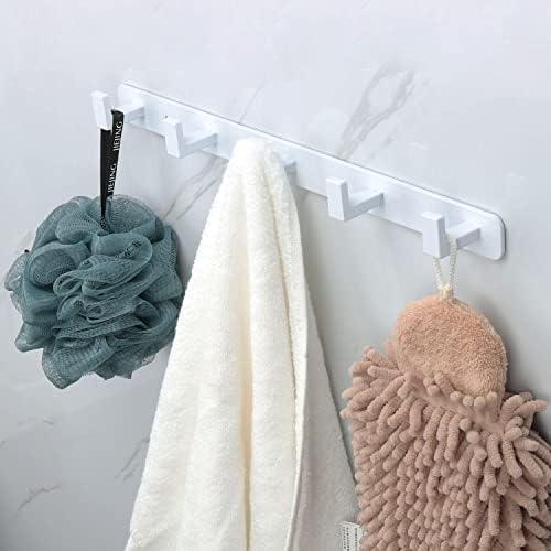 Coat Rack, Heavy Duty Stainless Steel 5 Tri Coat Hook Hanger, Wall Mounted Storage Wall Hooks, Rustic Clothes Hook/Key Hook Rail for Bathroom Kitchen Entryway(5 Hook White) - Image 2