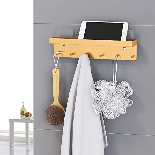 MKO Key Holder for Wall, Mail Organizer and Key Rack with Tray for Hallway, 6 Key Hooks Wall Mount Adhesive(Gold) - Image 5