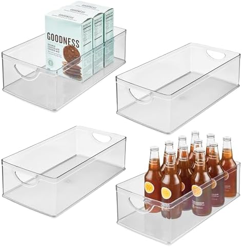 iDesign Stackable Clear Plastic Extra Long Storage Bin, 4-Pack by iDesign