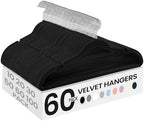 SONGMICS Velvet Hangers 60 Pack, Non-Slip Clothes Hangers, Space-Saving | Suit Hangers with Shoulder Notches, Pants Bar, 360° Swivel Hook, for Closet, Ink Black, BREANNA Collection UCRF030B01 by Unknown