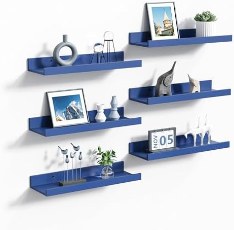 upsimples Floating Shelves for Wall Decor Storage, Navy Blue, 6Pcs, 15.7'' by upsimples