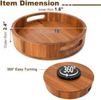 Wooden Lazy Susan – 10 in Acacia Wood Turntable Organizer for Cabinet，Multi-Purpose Home Decor Rotating Tray for Bathroom Accessories, Bedroom Makeup Organizer & Countertop Storage - Image 2