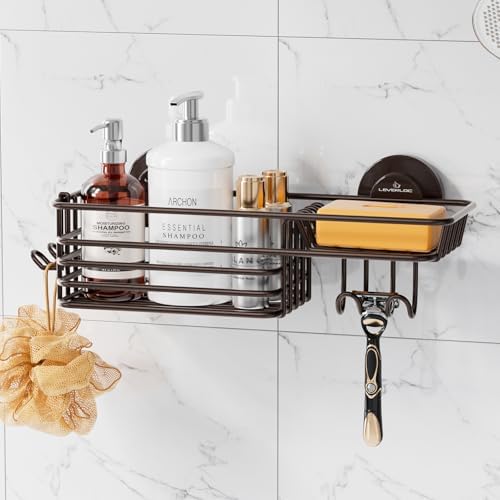 LEVERLOC Shower Caddy Suction Cup, Heavy Duty Bathroom Organizer for Shower by LEVERLOC