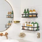 Youvip Shower Caddy, Black, Adhesive No Drill Bathroom Organizer - Image 6