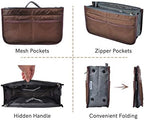 Vercord Purse Organizer Insert for Handbags Bag Organizers Inside Tote Pocketbook Women Nurse Nylon 13 Pockets Coffee Small - Image 4