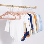 Amazon Basics Kids Space Saving Velvet Non-Slip Clothes Hangers with Shoulder Notches for Infant and Toddler, 11.6", Blush, 50 Count (Pack of 4) - Image 5