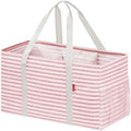 LHZK Standing Extra Large Utility Tote Bag with Metal Wire Frame and the Sides Rinforced, Extra Large Tote Bag with Handle, Reusable Grocery Bags Foldable, Beach Bag, Car Tote (Pink) by LHZK
