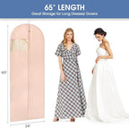 Dress Bags for Gowns, 65'' Pink Garment Bags for Hanging Clothes, Dress Garment Bag Women, Long Dress Cover with Clear Window for Dresses, Coats, Uniforms（2 Pack） - Image 2