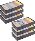Lifewit Under Bed Storage Bag Organizer with Reinforced Handle Thick Fabric Clear Window Large Capacity Foldable Underbed Storage Container for Clothes Blankets Set of 6 Organization and Storage, Grey by Lifewit