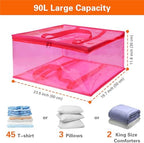 Vieshful Pink 90L Clear Clothes Storage Bag with Zipper 3 Pack - Image 2