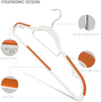 20 Pack Heavy Duty Plastic Hangers, Non Slip Clothes Hangers with Rubber Pads and 360° Hook - Thin Space Saving Hanger, Closet Organizer for Shirt, Pants, Suit, Skirt, Coat - Orange - Image 4