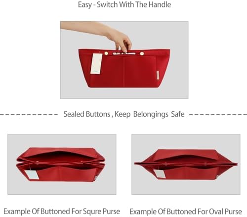 ZTUJO Purse Organizer Insert For Handbag & Tote Shaper,Tote Bag Organizer Insert For Speedy Neverful, 6 Sizes(Small, Silky Red) - Image 2