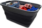 SAMMART 41L (10.8 gallon) Collapsible Plastic Laundry Basket - Foldable Pop Up Storage Container/Organizer - Portable Washing Tub - Space Saving Hamper/Basket, (Rectangular, Grey/Black) - Image 5