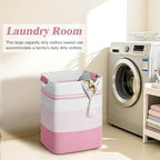 Laundry Hamper, 95L Tall Laundry Basket with Leather Handles, Rectangle Large Clothes Hamper for Organizing, Cotton Woven Laundry Baskets Storage Hampers for Bedroom, Nursery, Living Room - Image 2