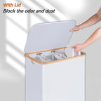 efluky Laundry Hamper 3 Section with lid and 3 Removable Bags, White - Image 3