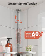 YASONIC Corner Shower Caddy Tension Pole, 25.7-109.1in Adjustable Shower Shelves, Rust-Resistant Shower Organizer, No-Drill 3-Step Installation, Bathroom Shelves for Renters & Family, Silver - Image 3