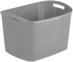 Curver Set of 2 XL 30.5 L Jute Decorative Plastic Organization and Storage Baskets - Perfect Bins for Home Office, Closet Shelves, Kitchen Pantry and All Bedroom Essentials, Grey by Unknown