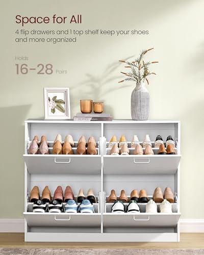 VASAGLE Shoe Cabinet with 4 Flip Doors, for 16-28 Pairs of Shoes - Image 4