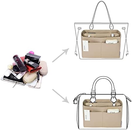 ZTUJO Purse Organizer Insert, Felt Bag Organizer with Metal Zipper, Handbag & Tote Shaper, For Speedy Neverfull Tote, 7 Sizes - Image 4