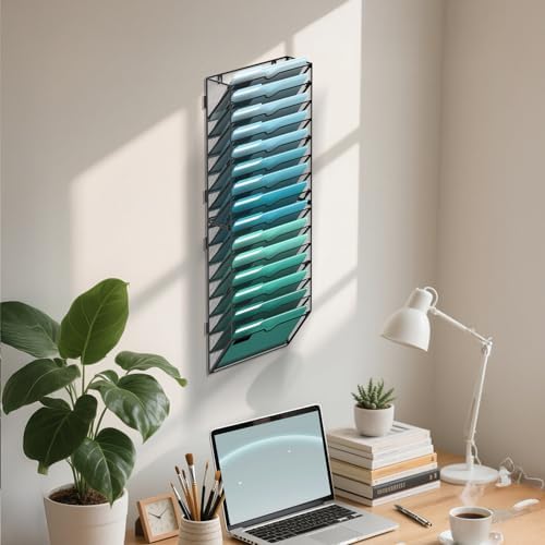 15-Tier Wall File Organizer, Hanging File Holder, Wall Mounted Mail Sorter - Image 6