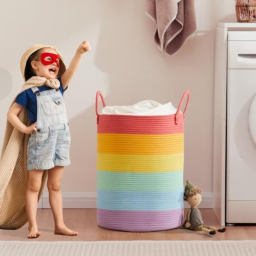 60L Rainbow Baby Girls Kids Laundry Basket Hamper for Nursery - Image 6