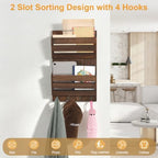 MOOACE Mail Organizer Wall Mount, Wood Mail and Key Holder with Hooks - Image 6