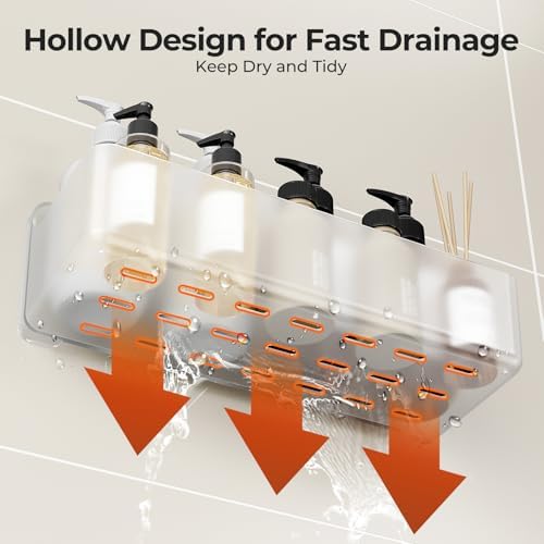 Orimade Shower Caddy 5-Pack, No-Drill Adhesive Shelves for Bathroom, Rustproof ABS Storage Organizer Set, Clear - Image 5